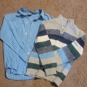 Boys button up long sleeve shirt and sweater